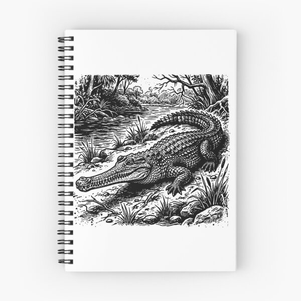 Item preview, Vintage Woodcut Gharial Illustration designed and sold by DuckOddity.