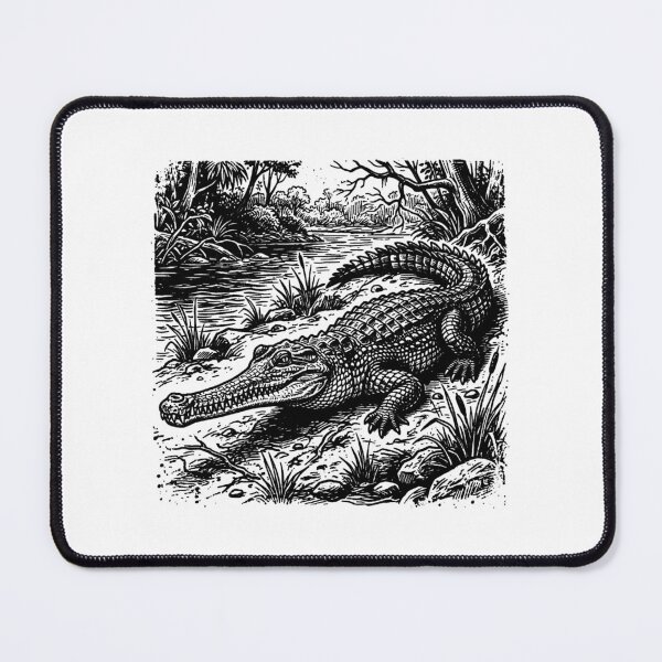 Item preview, Vintage Woodcut Gharial Illustration designed and sold by DuckOddity.