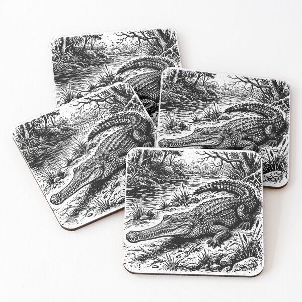 Item preview, Vintage Woodcut Gharial Illustration designed and sold by DuckOddity.