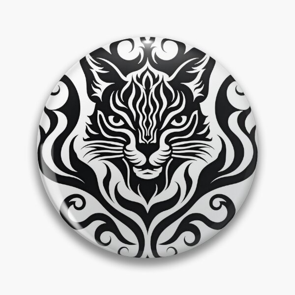 Item preview, Bold Tribal Black Cat Head Tattoo Flash designed and sold by Qubivibe.