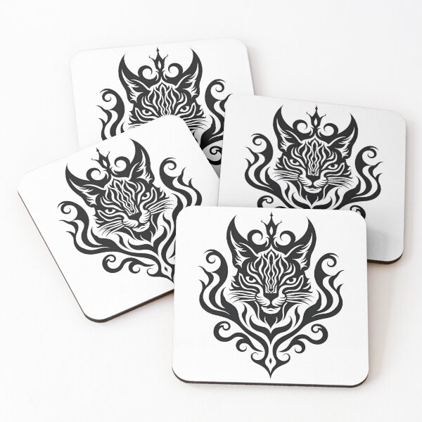 Item preview, Bold Tribal Black Cat Head Tattoo Flash designed and sold by Qubivibe.