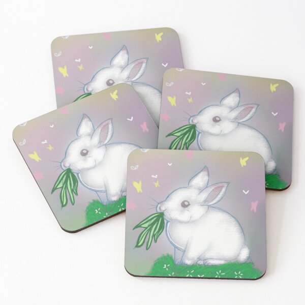 Item preview, Sweet White Bunny Rabbit Eating Green Grass Sketch designed and sold by GloomWild.