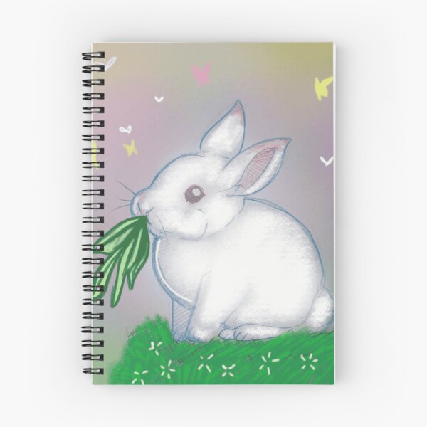 Item preview, Sweet White Bunny Rabbit Eating Green Grass Sketch designed and sold by GloomWild.