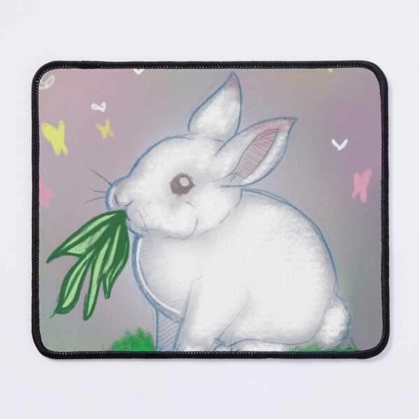 Item preview, Sweet White Bunny Rabbit Eating Green Grass Sketch designed and sold by GloomWild.