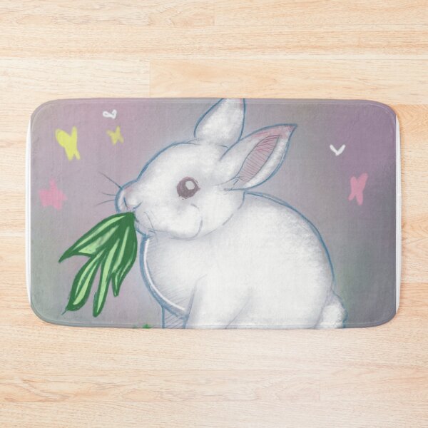 Item preview, Sweet White Bunny Rabbit Eating Green Grass Sketch designed and sold by GloomWild.