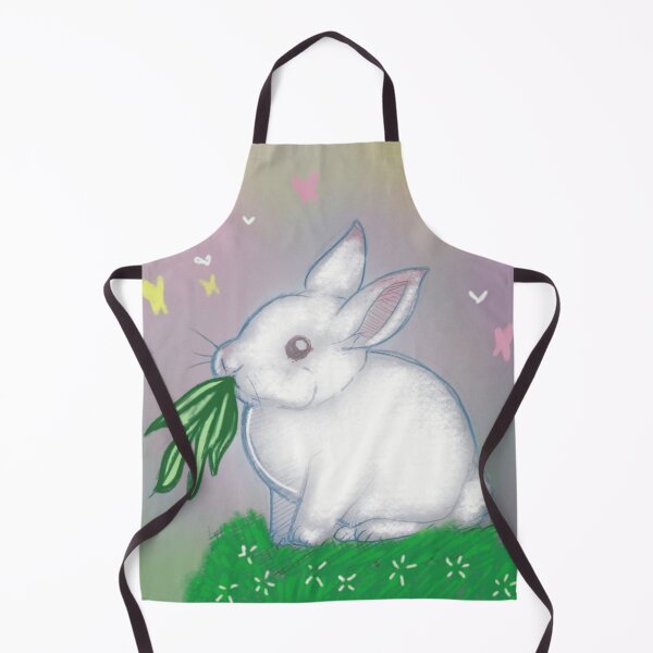 Item preview, Sweet White Bunny Rabbit Eating Green Grass Sketch designed and sold by GloomWild.