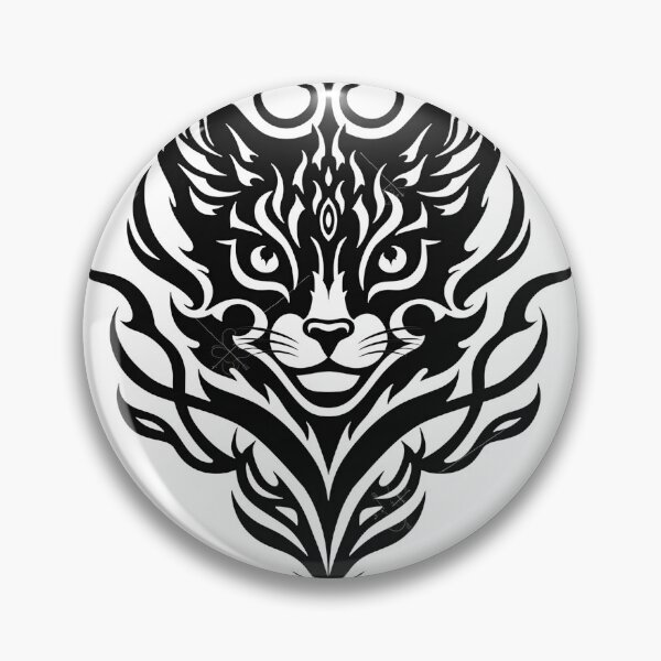 Item preview, Bold Tribal Cat Head Tattoo Flash Design designed and sold by Qubivibe.