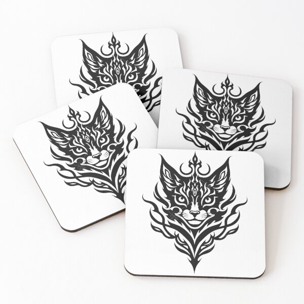 Item preview, Bold Tribal Cat Head Tattoo Flash Design designed and sold by Qubivibe.