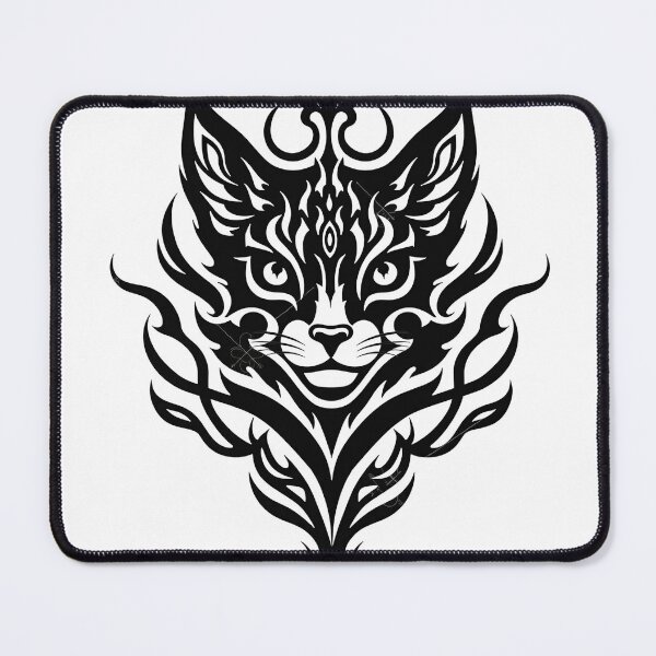 Item preview, Bold Tribal Cat Head Tattoo Flash Design designed and sold by Qubivibe.