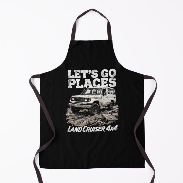 Item preview, "Let's Go Places" Land Cruiser 70 Troopy Retro 4x4 [Black Shirt Only] designed and sold by Off-Road-Zone.