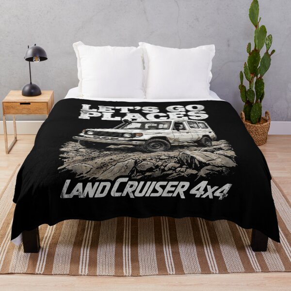 Item preview, "Let's Go Places" Land Cruiser 70 Troopy Retro 4x4 [Black Shirt Only] designed and sold by Off-Road-Zone.