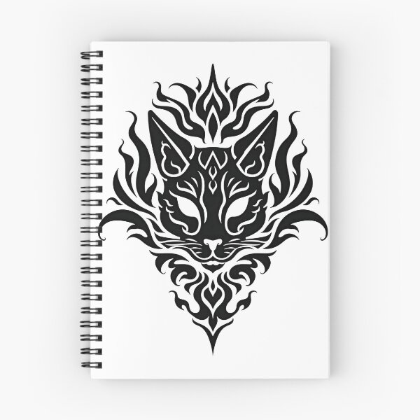 Item preview, Black Cat Head Tribal Tattoo Flash Design designed and sold by Qubivibe.