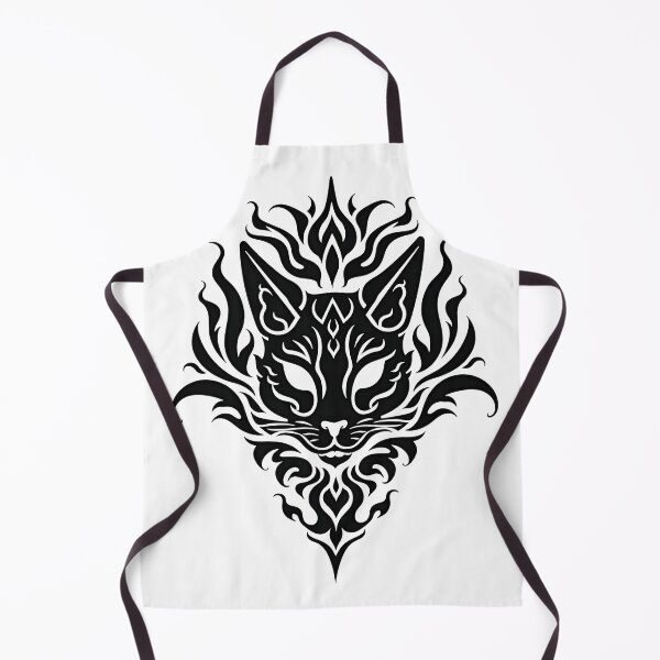 Item preview, Black Cat Head Tribal Tattoo Flash Design designed and sold by Qubivibe.