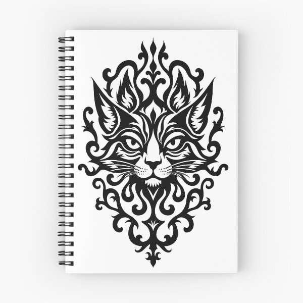 Item preview, Intricate Tribal Black Cat Head Tattoo Flash designed and sold by Qubivibe.