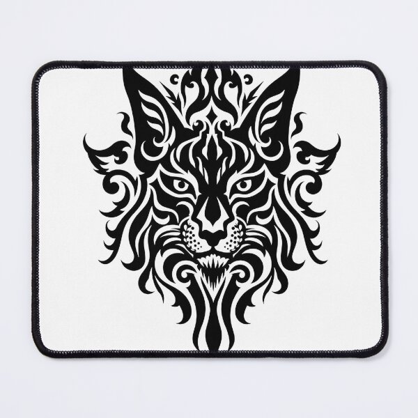 Item preview, Intricate Tribal Black Cat Head Tattoo Flash designed and sold by Qubivibe.
