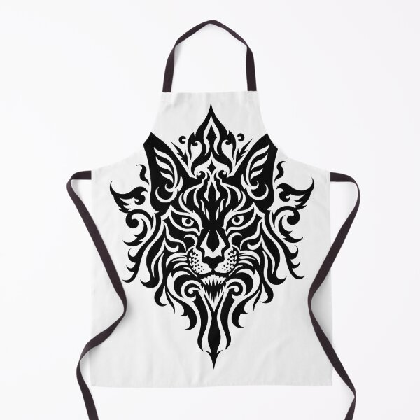Item preview, Intricate Tribal Black Cat Head Tattoo Flash designed and sold by Qubivibe.