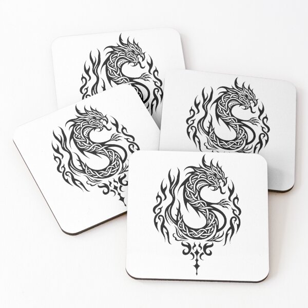 Item preview, Celtic Knot Dragon Tribal Tattoo Flash Design designed and sold by Qubivibe.