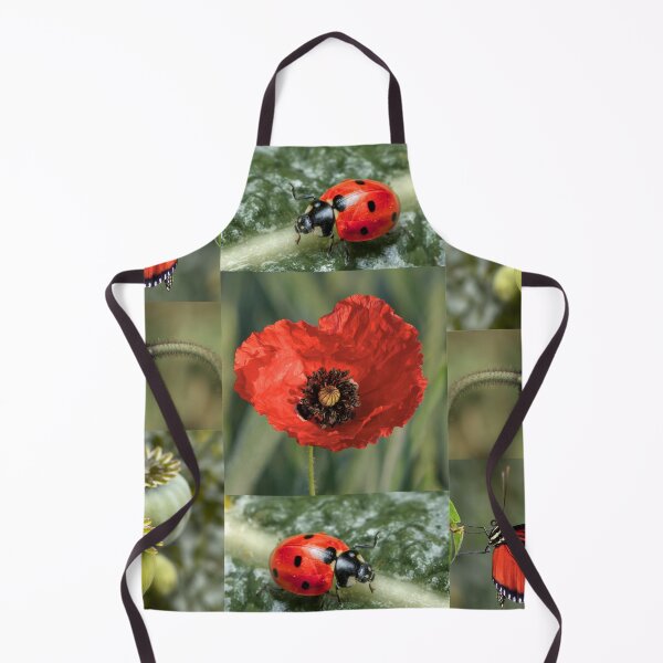 Item preview, Whimsical Ladybug and Poppy Flower Botanical Pattern designed and sold by JurateArt-DK.