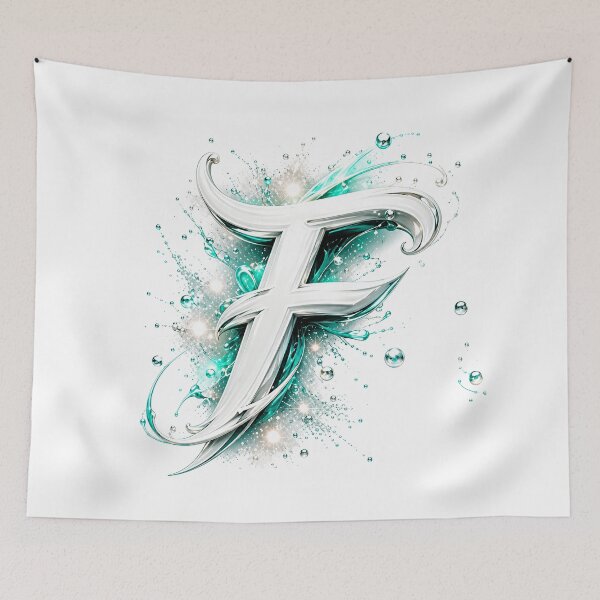 Item preview, Aetherbrush Manga Glyphs The Mystic Silver Letter F designed and sold by BlissBlvdShop.
