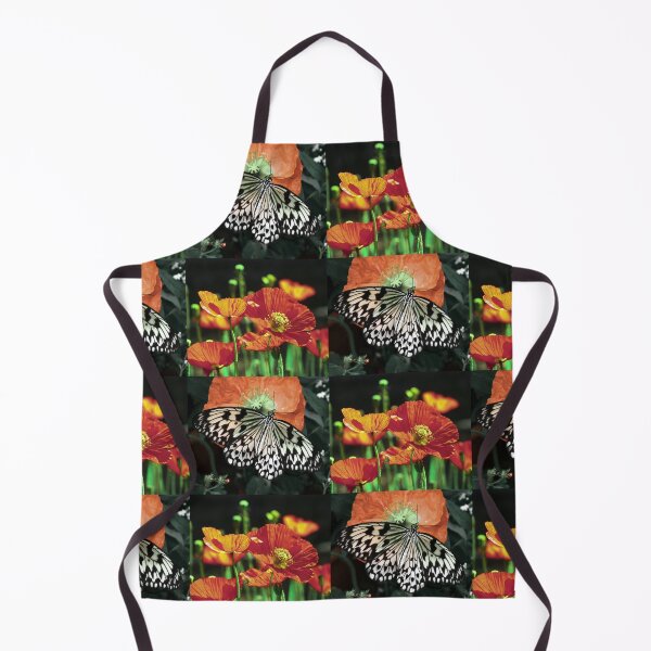 Item preview, Whimsical Butterfly and Poppy Dark Botanical Pattern designed and sold by JurateArt-DK.