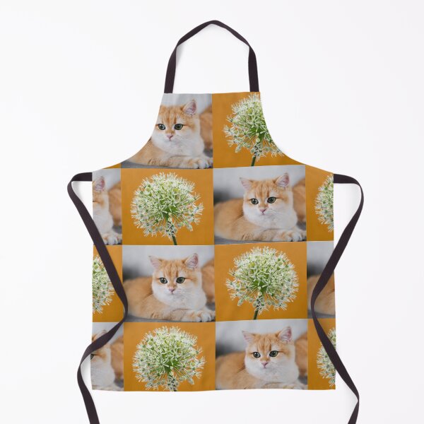 Item preview, Cute Cat and Garlic Flower Pattern Collage designed and sold by JurateArt-DK.