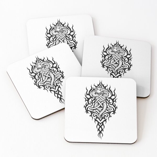 Item preview, Celtic Knot Dragon Tribal Tattoo Flash designed and sold by Qubivibe.