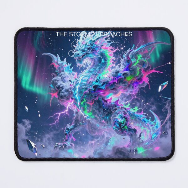 Item preview, The Tempest Dragon – Neon Storm Fantasy Dragon with Aurora | Epic Mystic Creature Art designed and sold by DervoTeck2767.