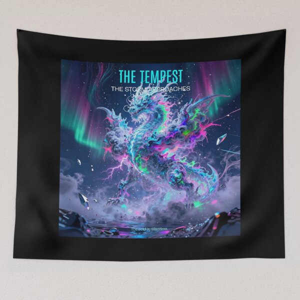 Item preview, The Tempest Dragon – Neon Storm Fantasy Dragon with Aurora | Epic Mystic Creature Art designed and sold by DervoTeck2767.
