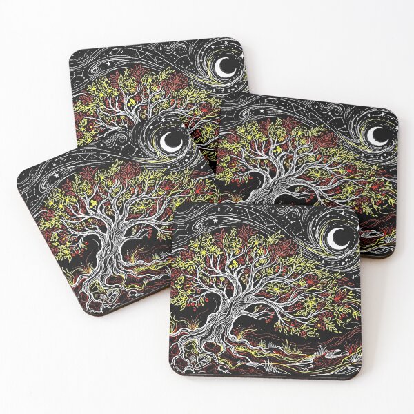 Item preview, Tree of Life Starry Night Celestial Linocut Art designed and sold by KiwiRider.