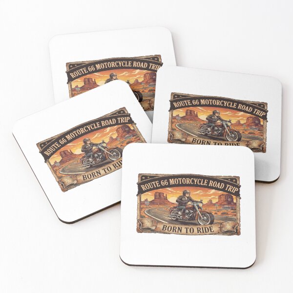 Item preview, Vintage Route 66 Motorcycle Road Trip Poster designed and sold by Normandy Road Heritage.