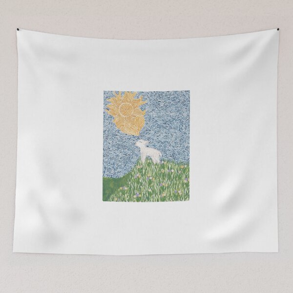 Item preview, Lamb Under a Twirly Tetris Sky designed and sold by saberbaber.