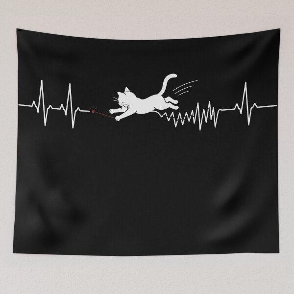 Item preview, ❤️ HEARTBEAT COLLECITON ❤️ - Heartbeat Cat - Interrupted by Laser Pointer - for darker backgrounds designed and sold by WheelieGdArt.