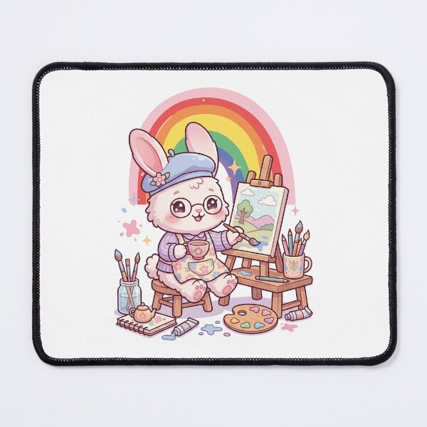 Item preview, Cute Bunny Artist Painting with Rainbow Kawaii designed and sold by yuki-hana.