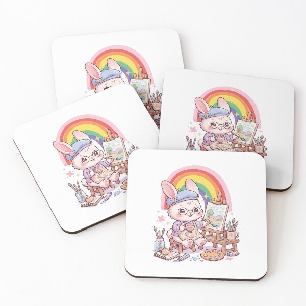 Item preview, Cute Bunny Artist Painting with Rainbow Kawaii designed and sold by yuki-hana.