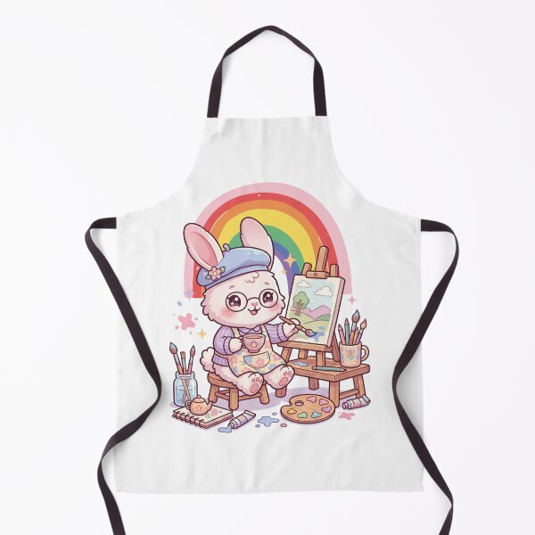 Item preview, Cute Bunny Artist Painting with Rainbow Kawaii designed and sold by yuki-hana.