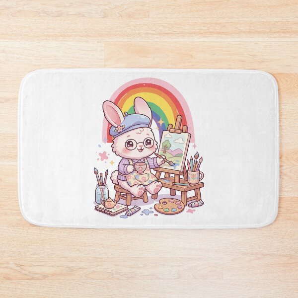 Item preview, Cute Bunny Artist Painting with Rainbow Kawaii designed and sold by yuki-hana.