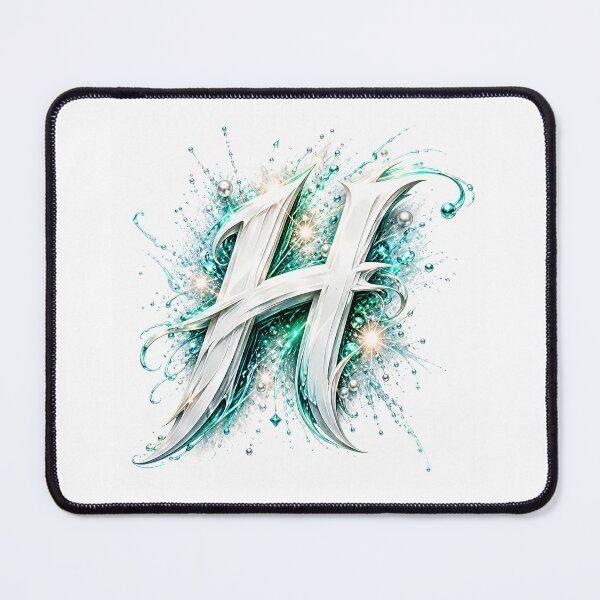 Item preview, Aetherbrush Manga Glyphs The Mystic Silver Letter H designed and sold by BlissBlvdShop.
