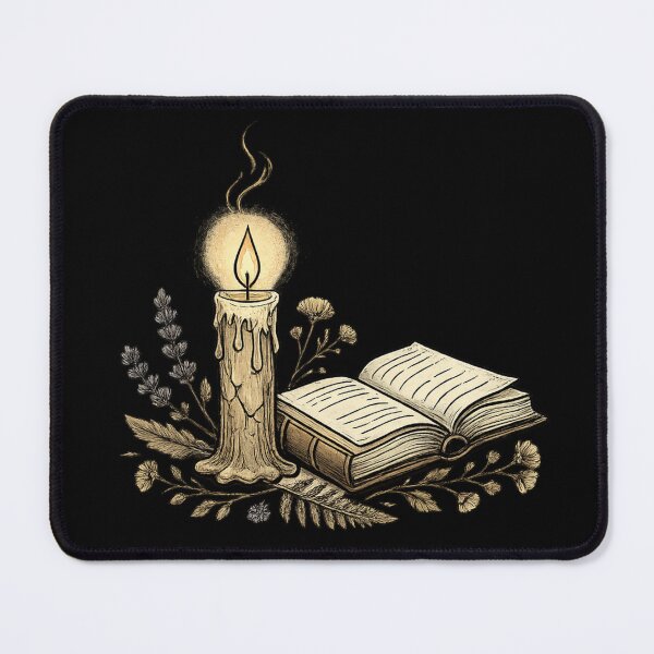 Item preview, Antique Candle and Book Art | Dark Academia Vintage Engraving Print | Witchy Cozy Reading Decor designed and sold by K Mood Studio.