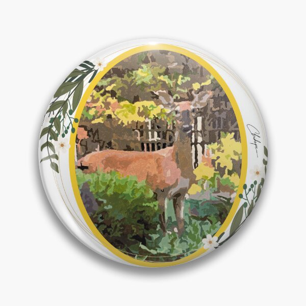 Item preview, Daisey Deer posing for her picture by the pond designed and sold by Whiskered Garden Studio.