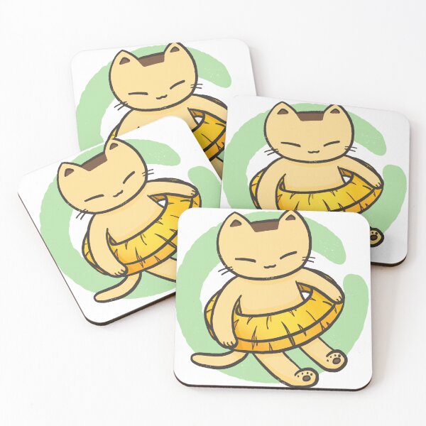 Item preview, Cute Kawaii Pineapple Swim Ring Cat designed and sold by Sleepy-Town.