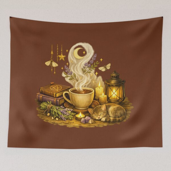 Item preview, Warm Tea & Quiet Magic – Cozy Witchcore Apparel Design designed and sold by Shadowframe Studios.