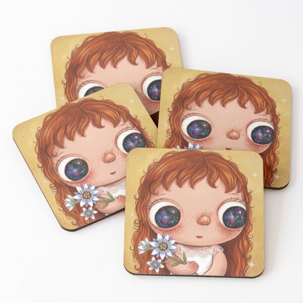 Item preview, Galaxy Eyes Girl - Red Hair and Magical Flowers designed and sold by dulcemaribella.