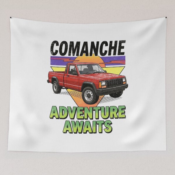 Item preview,  Comanche MJ Adventure Awaits Vintage Truck 4x4 Red [White Shirt Only] designed and sold by Off-Road-Zone.