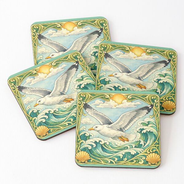 Item preview, Sunny Day Seagull Flying Over Ocean Waves designed and sold by Lion and Lamb Design.