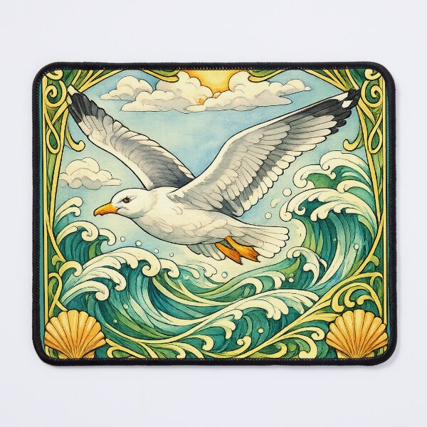 Item preview, Sunny Day Seagull Flying Over Ocean Waves designed and sold by Lion and Lamb Design.