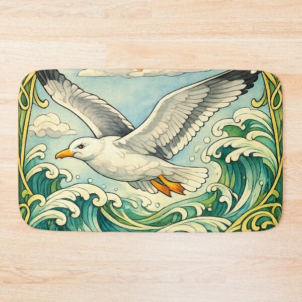 Item preview, Sunny Day Seagull Flying Over Ocean Waves designed and sold by Lion and Lamb Design.
