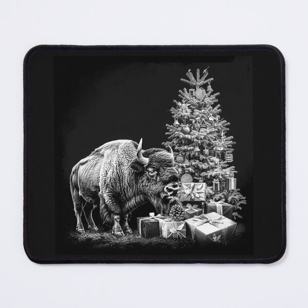 Item preview, Christmas Bison with Gifts – Black and White Holiday Wildlife Art designed and sold by inkoutninja.