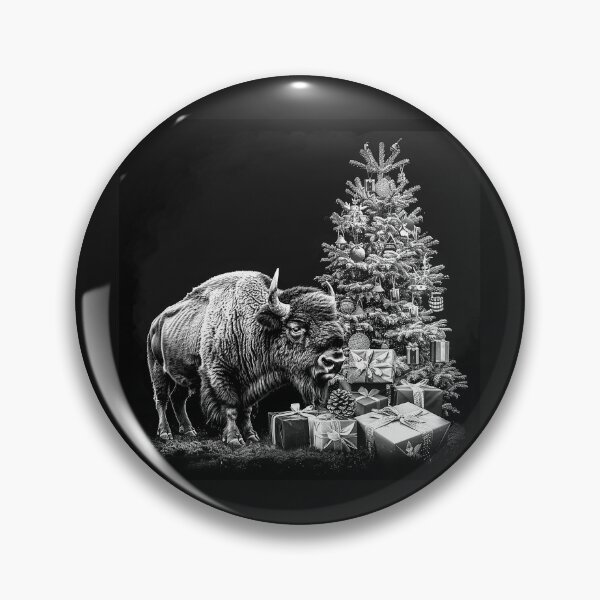 Item preview, Christmas Bison with Gifts – Black and White Holiday Wildlife Art designed and sold by inkoutninja.