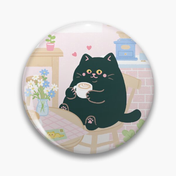 Item preview, Cute Black Cat Having Coffee designed and sold by Geta Gato.