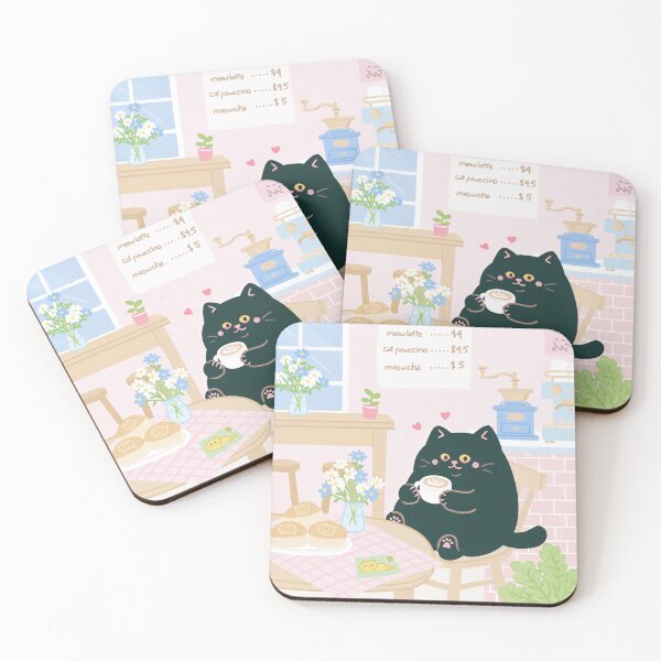 Item preview, Cute Black Cat Having Coffee designed and sold by Geta Gato.